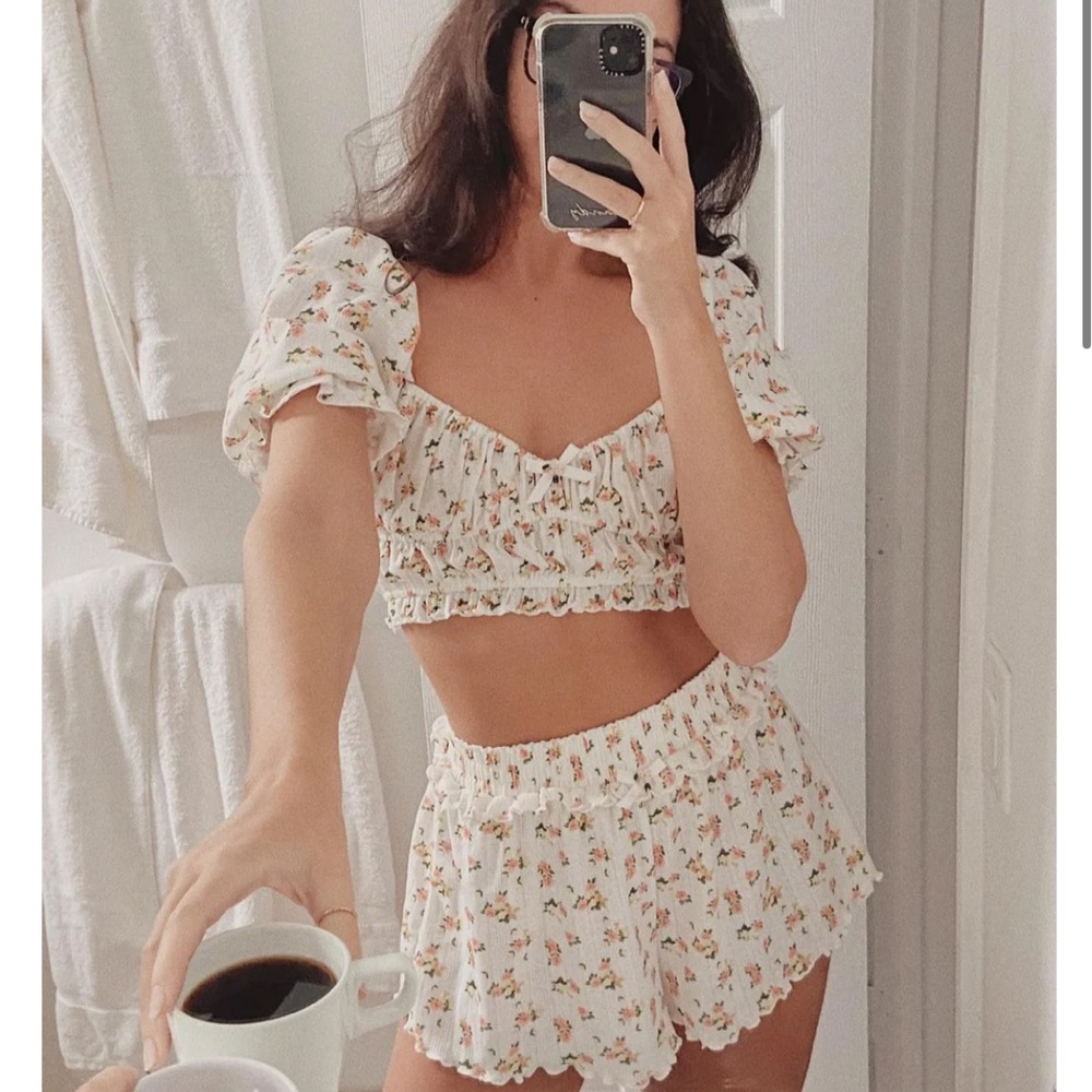For Love And Lemons Lola Pointelle Crop Top & Shorts (NWT) - Picture 2 of 9